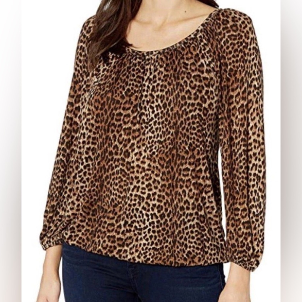 Michael Kors Women's Top Core of Kors Size2X/3X Leopard Print Blouse